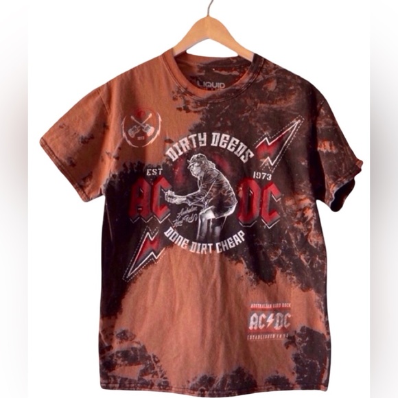 Liquid Blue Other - AC/DC Dirty Deeds Graphic Tee | Handmade Tie-Dye | Grunge Rock Aesthetic